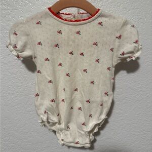 Zara Cream Baby One-Piece with Red Floral Print